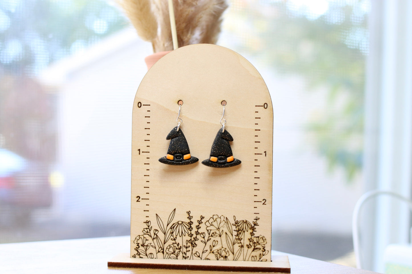 Glitzy Witch Hat Earrings