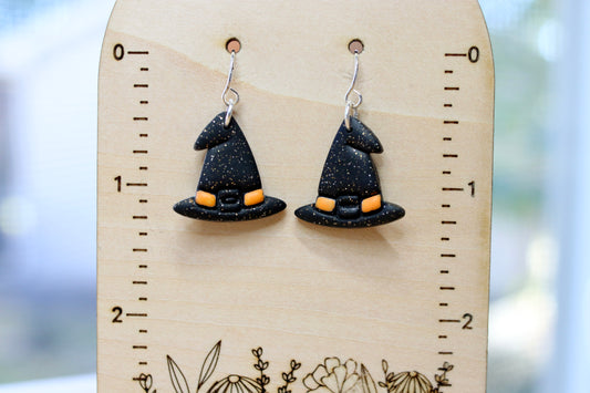 Glitzy Witch Hat Earrings