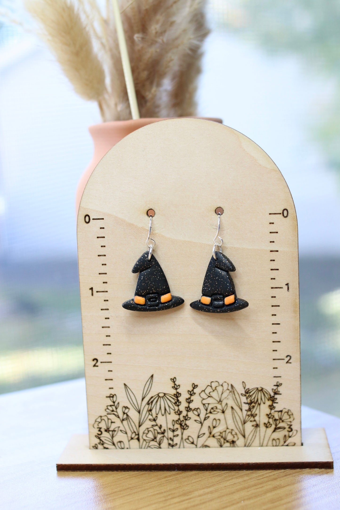 Glitzy Witch Hat Earrings