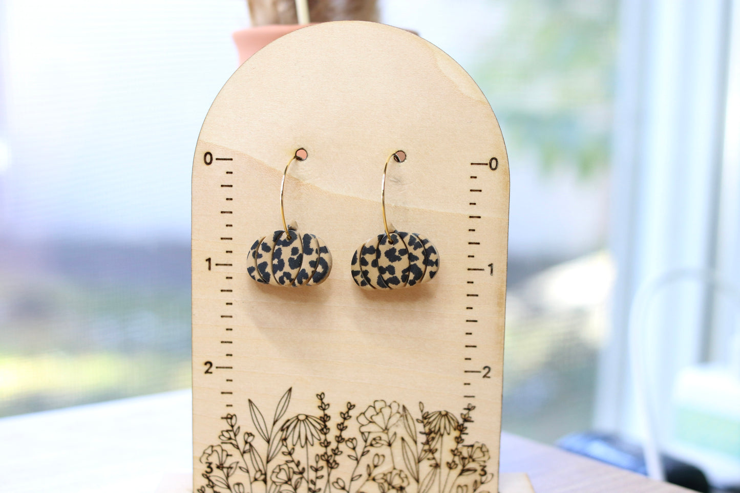 Medium Leopard Print Pumpkin Earrings