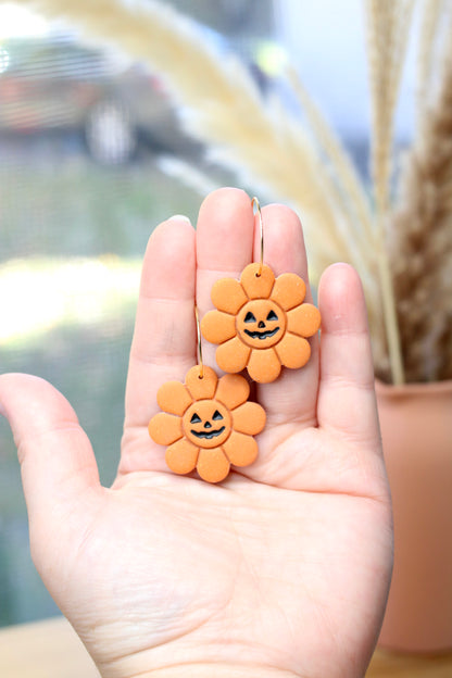 Shimmer Pumpkin Daisy Earrings