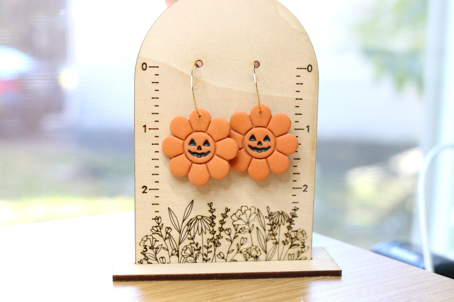 Shimmer Pumpkin Daisy Earrings