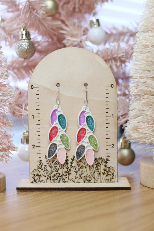 Glitter Xmas Light Earrings