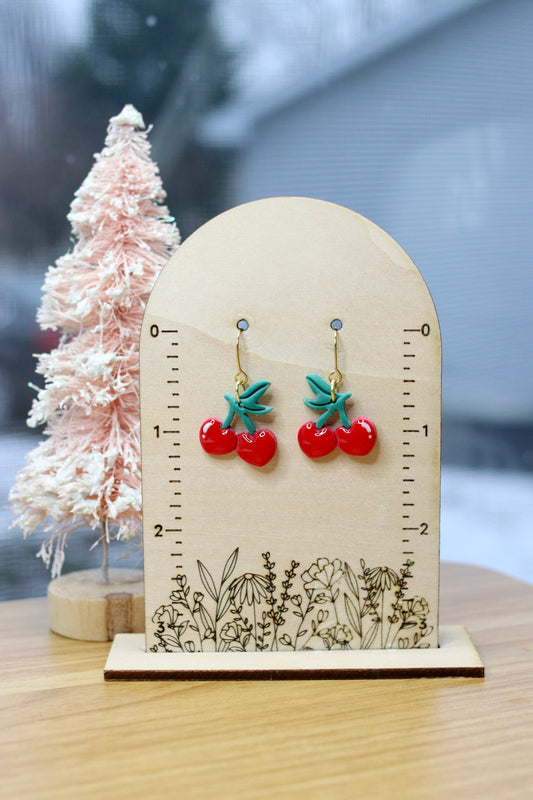 Small Glossy Cherry Earrings