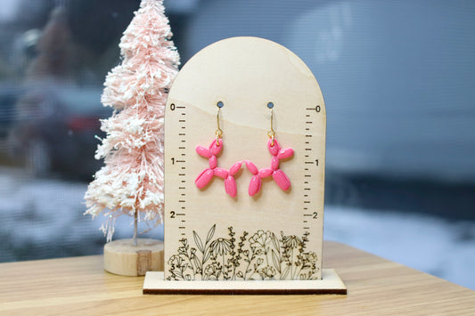 Hot Pink Balloon Dog Earrings