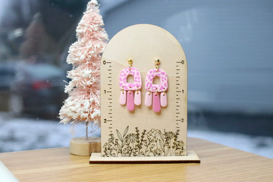 Pink Cheetah Fringe Earrings