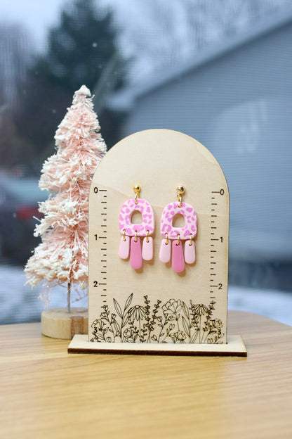 Pink Cheetah Fringe Earrings