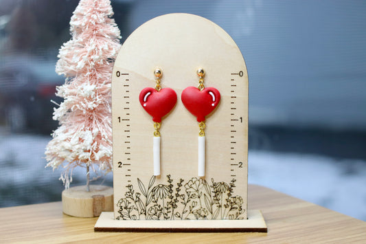 Dangle Heart Lollipop Earrings