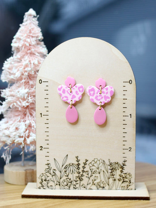 Pink Cheetah Organic Earrings