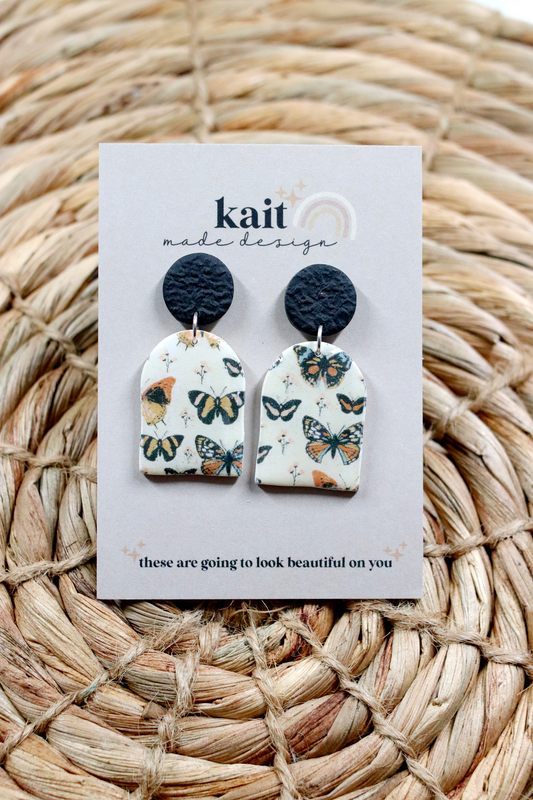 Butterfly Print Arch Dangle Earrings