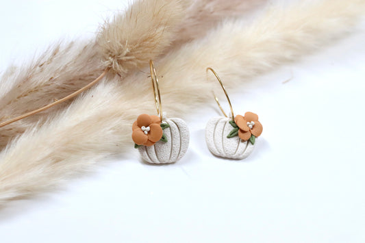 Floral Pumpkin Hoop Earrings