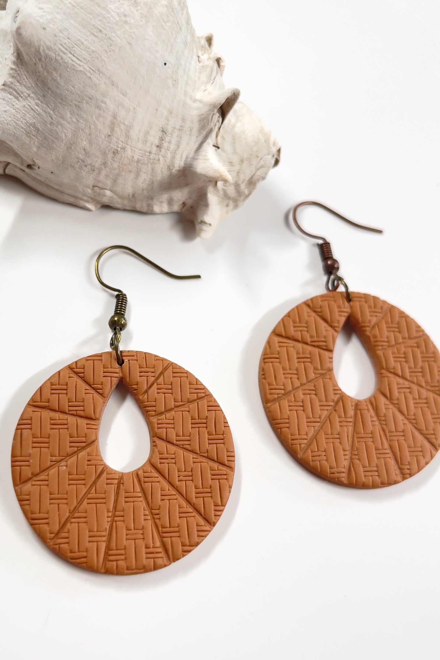 Rattan Drop Hoop Earrings