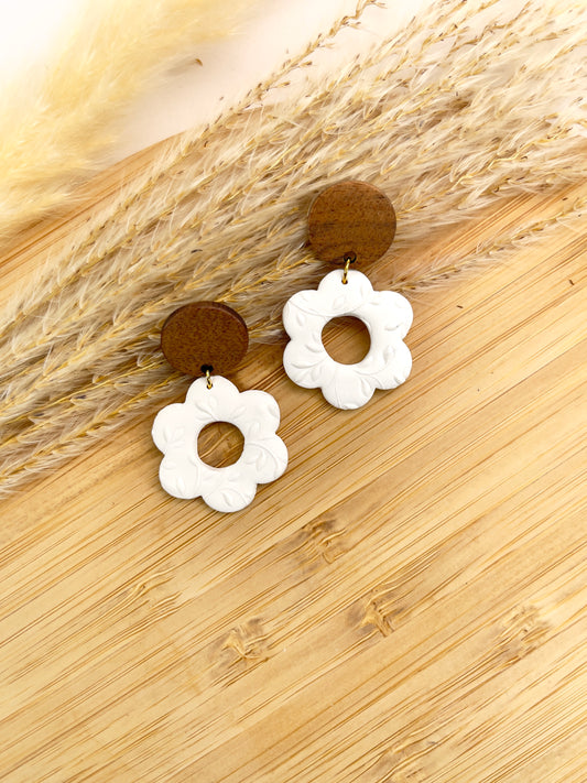 Branch Stamped Bridal Daisy Earrings