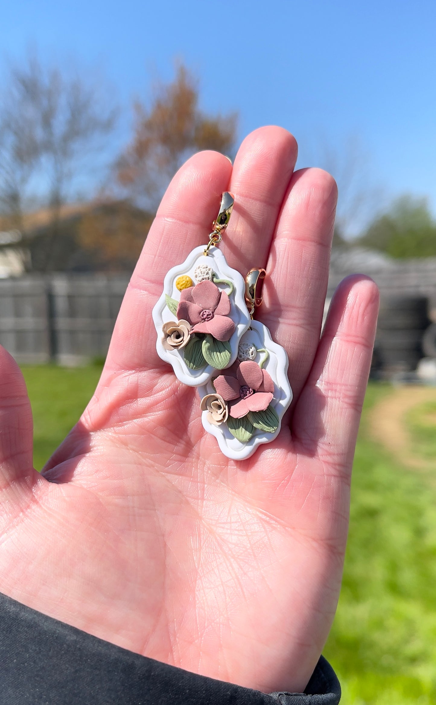 Spring Framed Floral Earrings