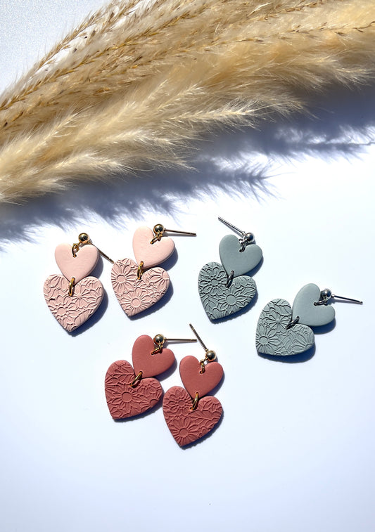 Printed Heart Dangle Earrings