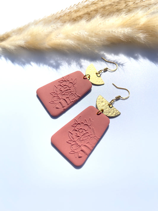 Floral Bee Dangle Earrings