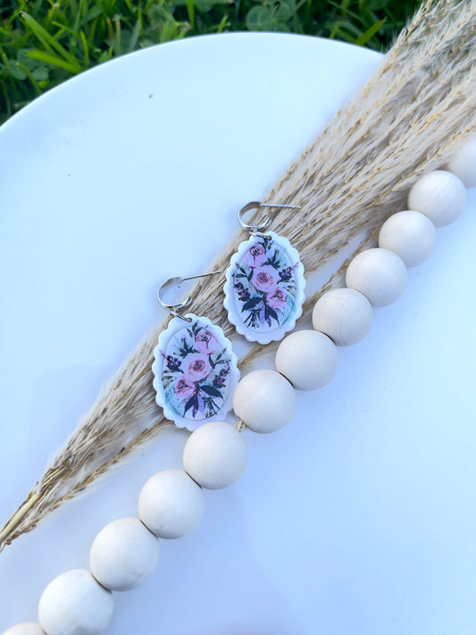 Scalloped Rose Bouquet Earrings