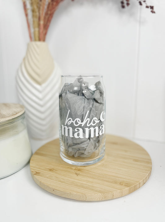 Boho Mama Beer Can Glass