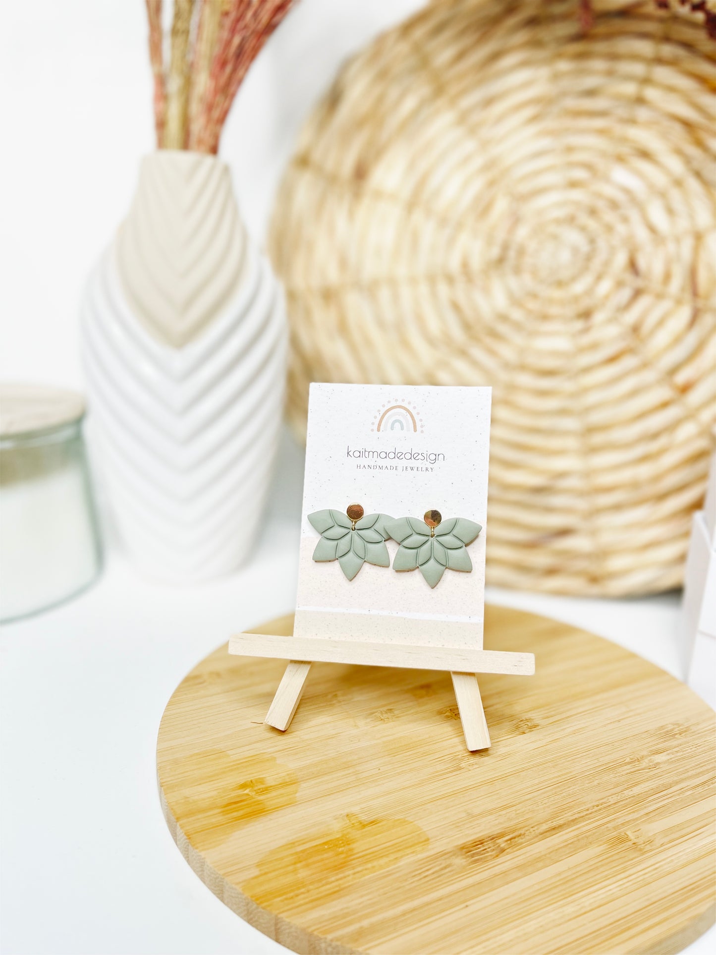 Sage Mandala Stud Earrings