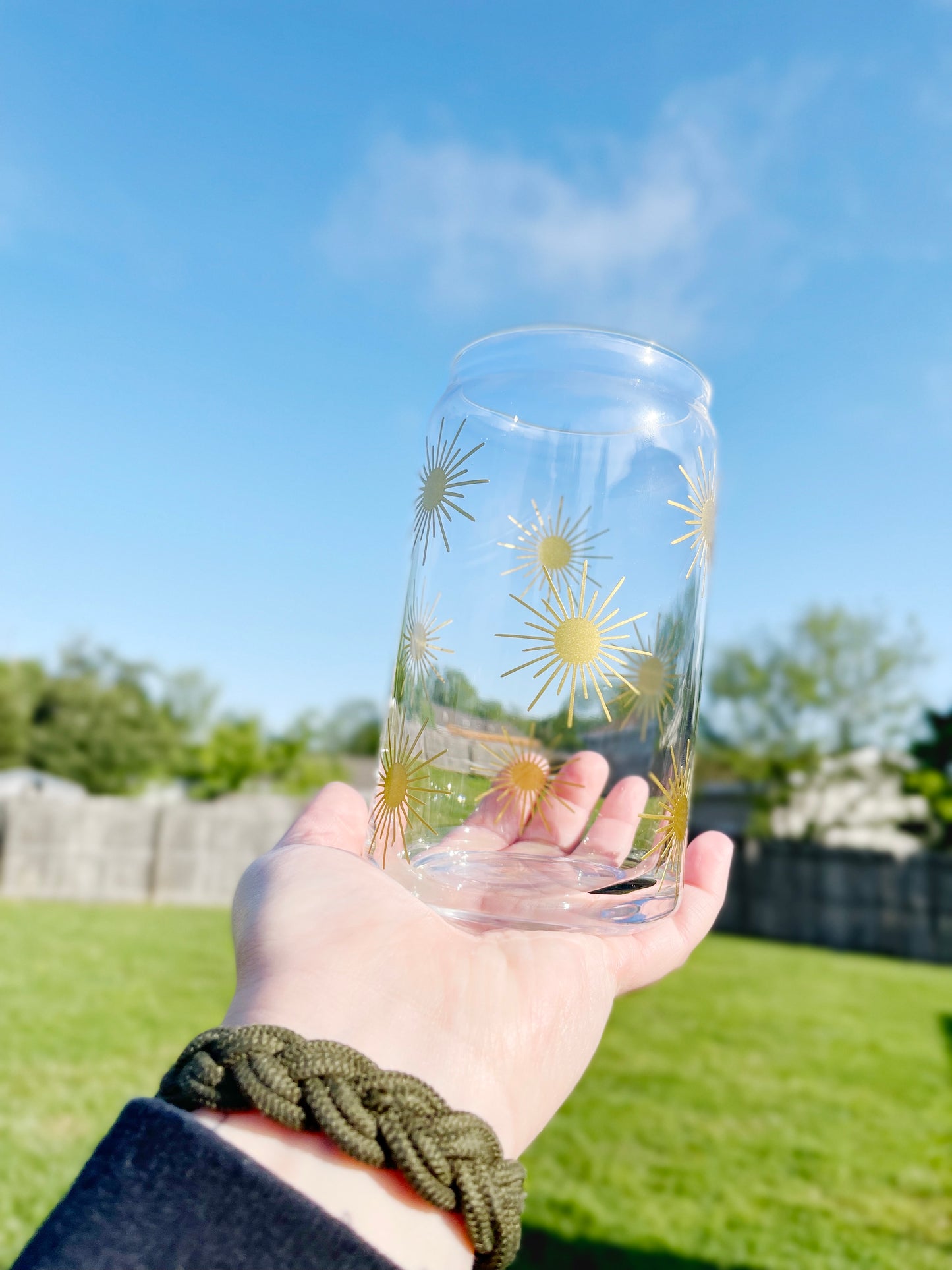 Golden Sun Beer Can Glass