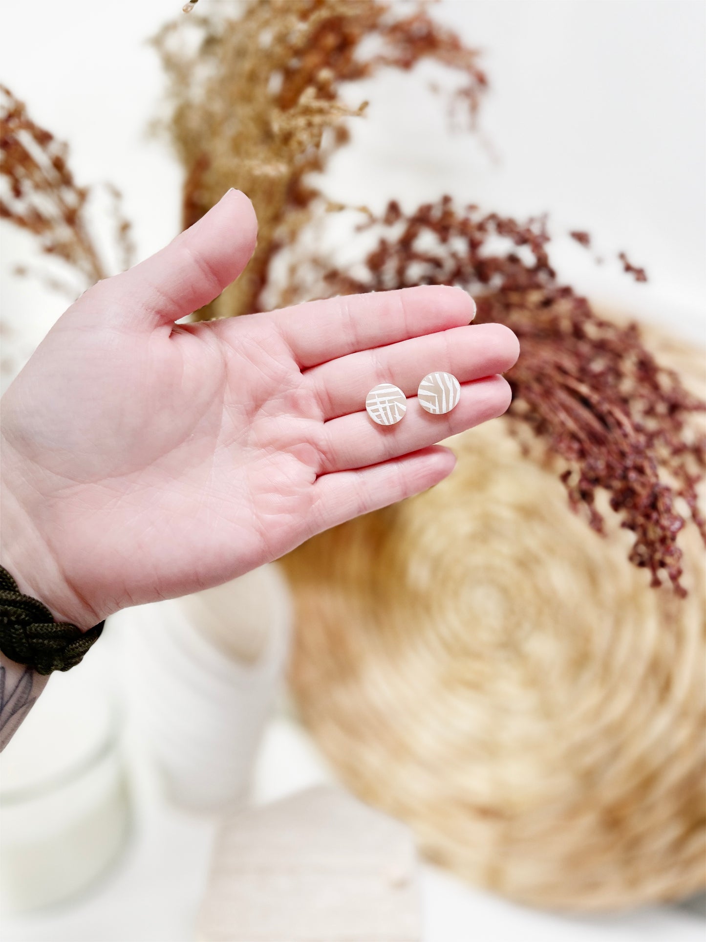 Translucent Palm Leaf Studs