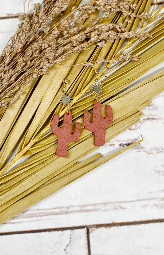 Boho Summer Sun Cactus Earrings