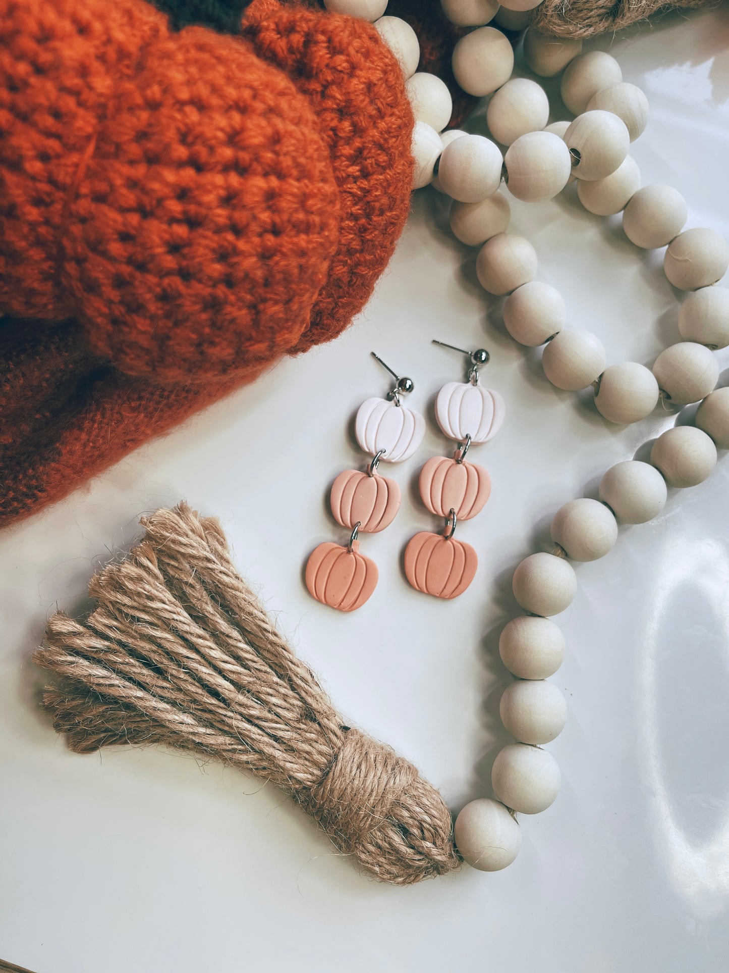 Peach Pumpkin Dangle Earrings