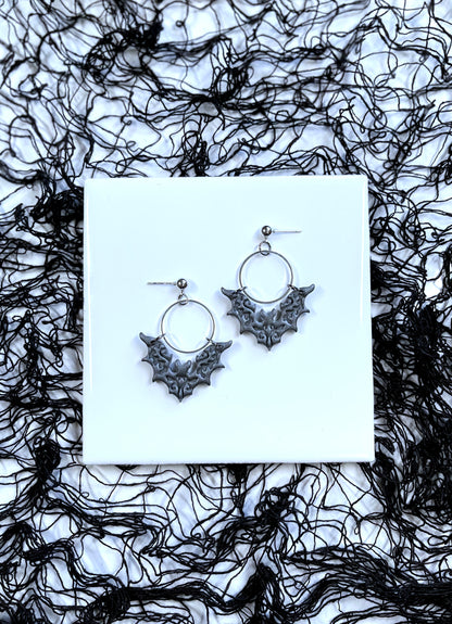 Black Pearl Bat Earrings