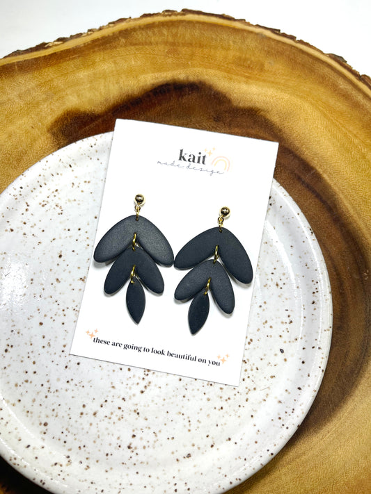 Tri Arch Black and Gold Earrings