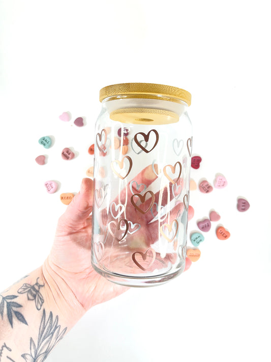 Rose Gold Heart Beer Can Glass
