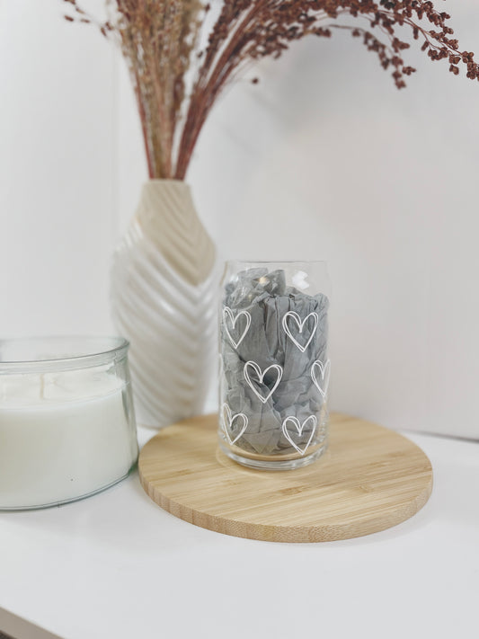Heart Doodle Beer Can Glass