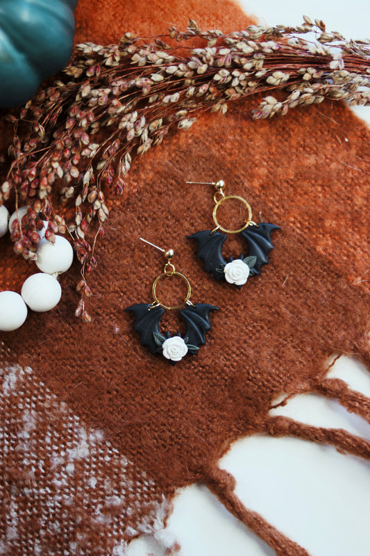 Floral Bat Earrings