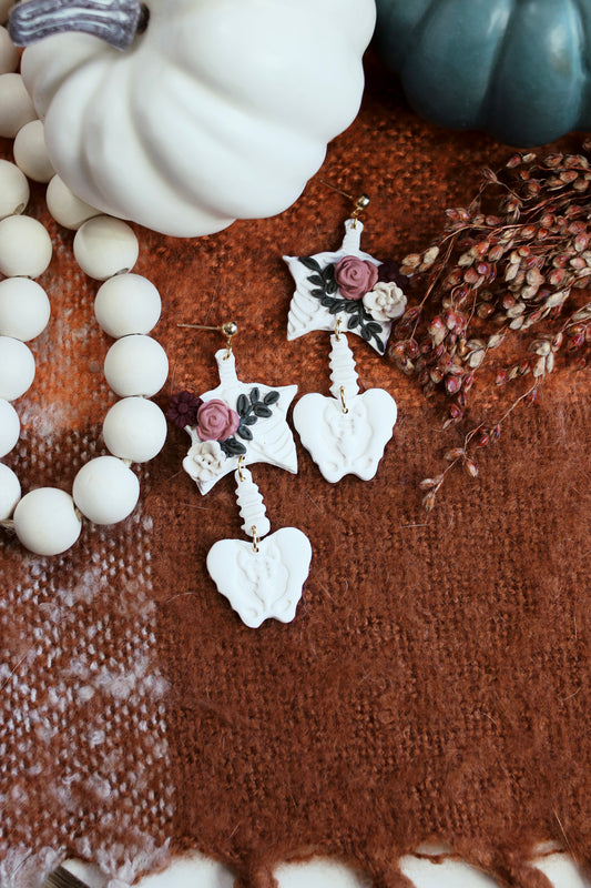 Floral Skeleton Earrings