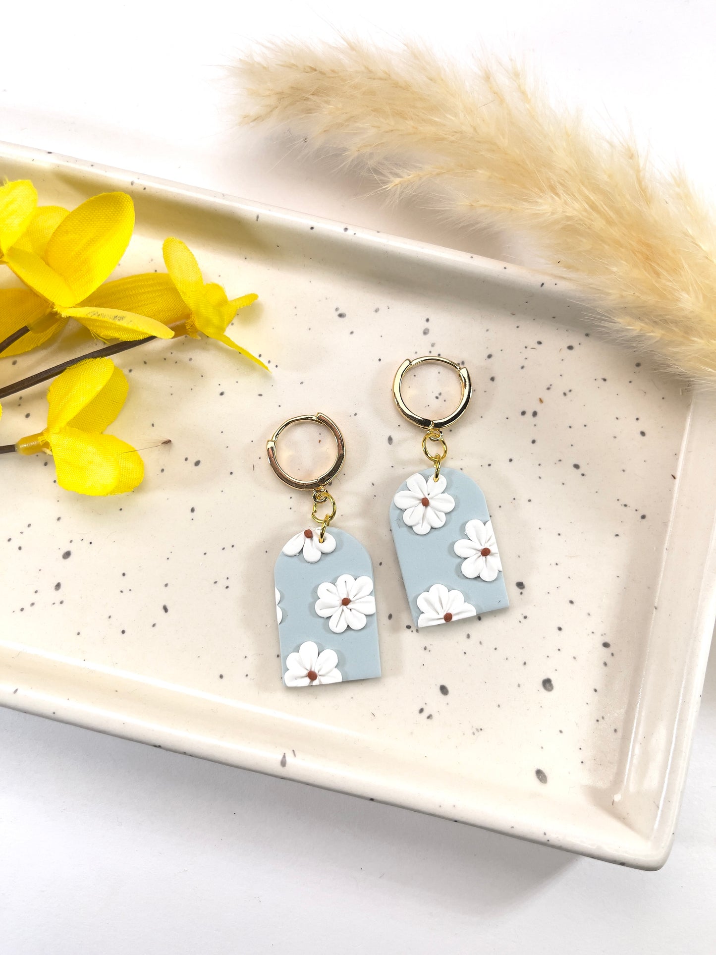 Sky Blue Flower Arch Earrings