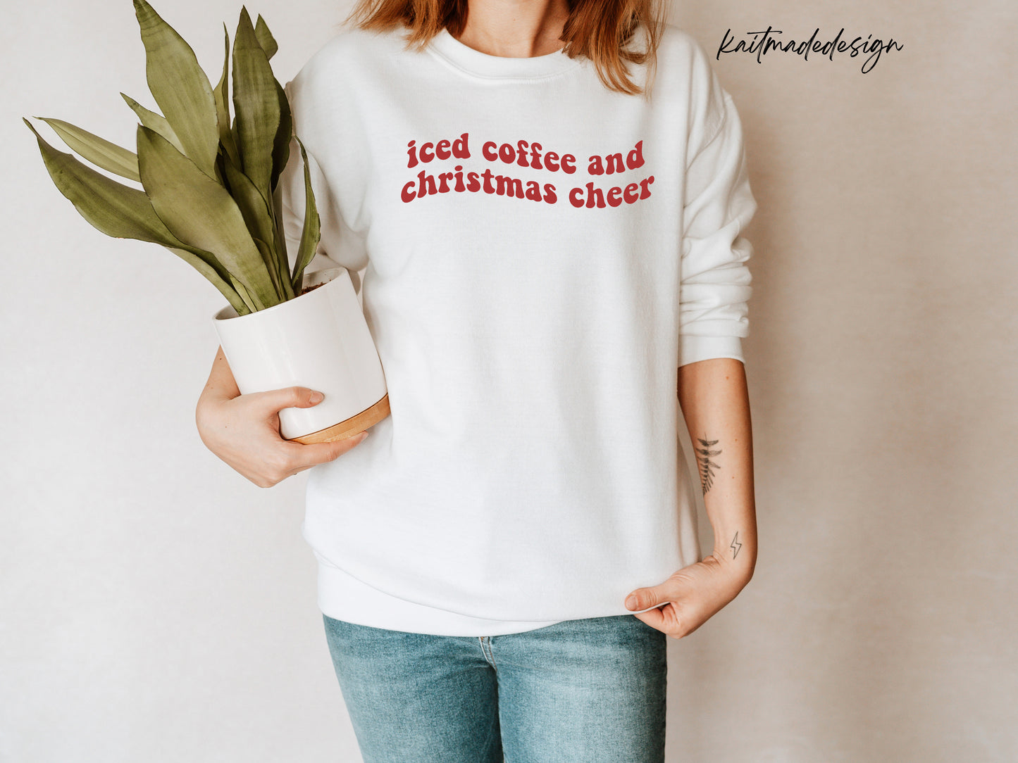 Iced Coffee and Christmas Cheer Unisex Crewneck Sweatshirt