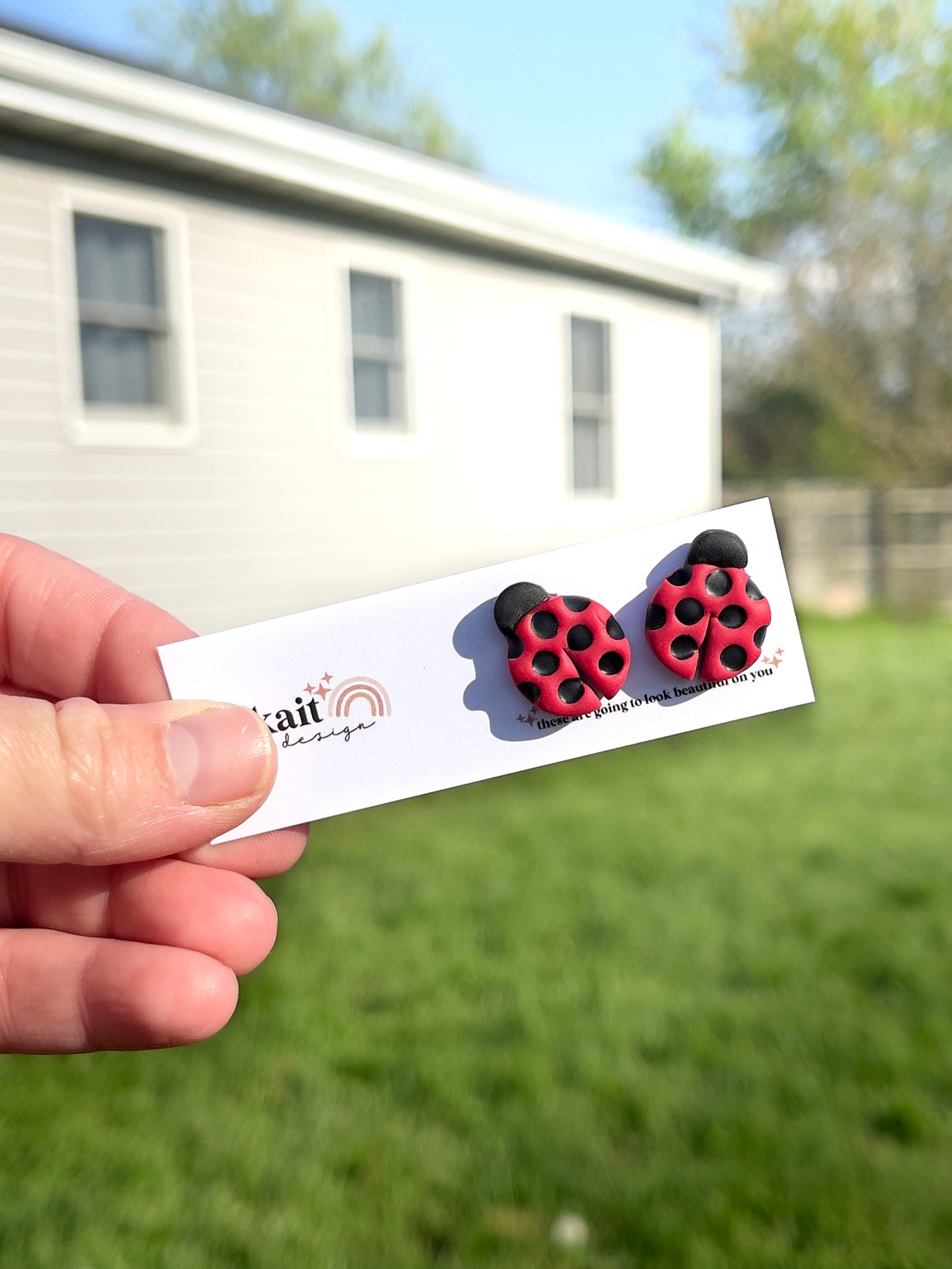 Lady Bug Stud Earrings