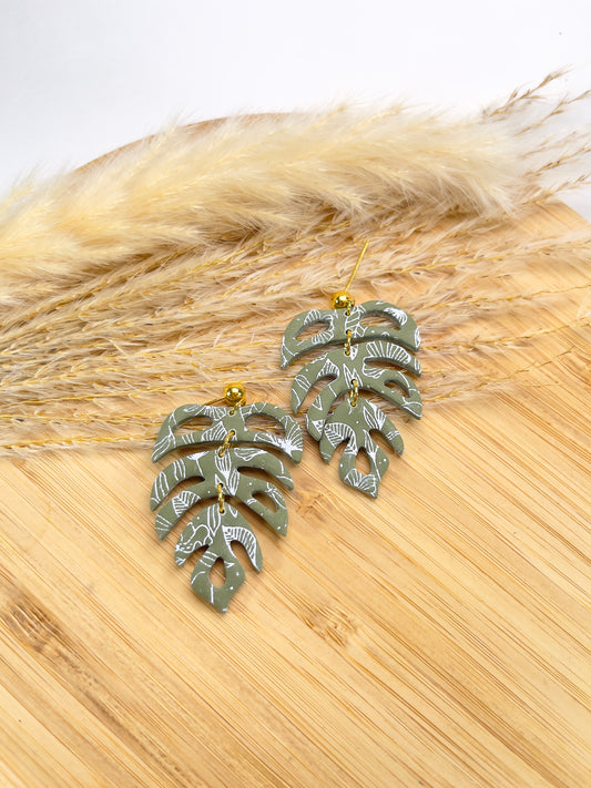 Dangle Monstera Earrings